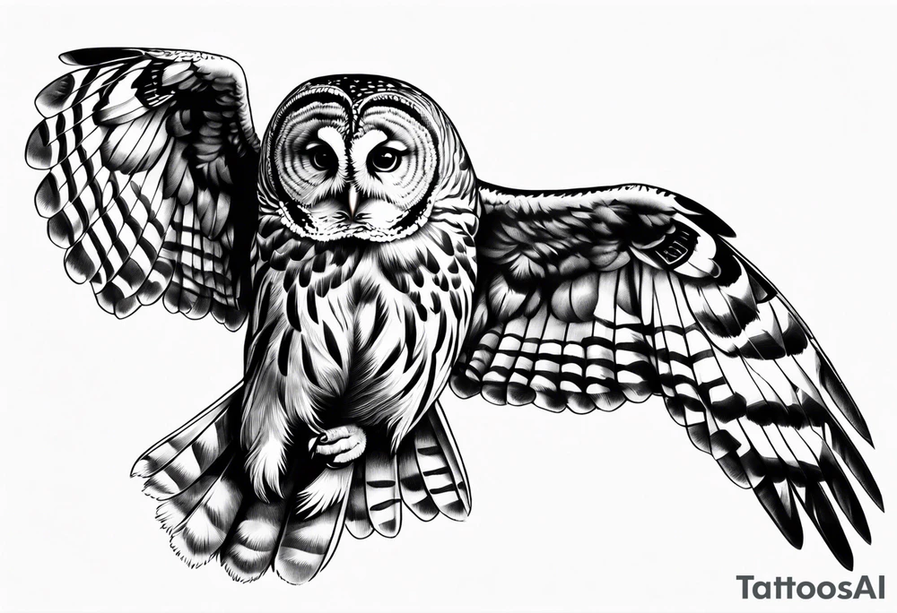 barred owl wings outstretched tattoo idea