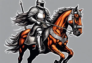 Templer knight on horse with sword an shield tattoo idea