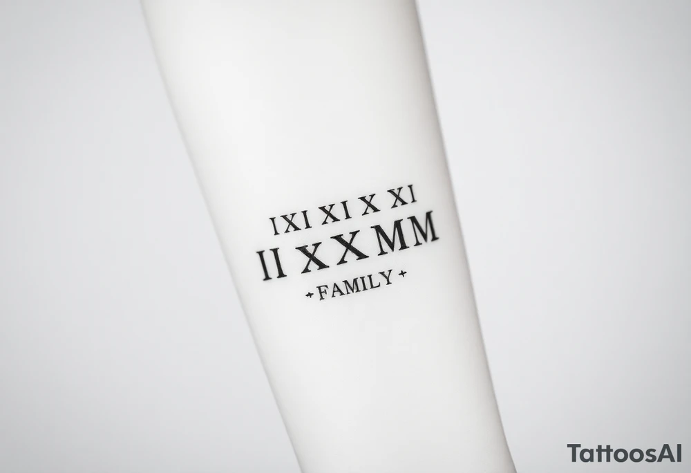 XII•XXX•MCMLXIX
II•X•MMV 
FAMILY tattoo idea