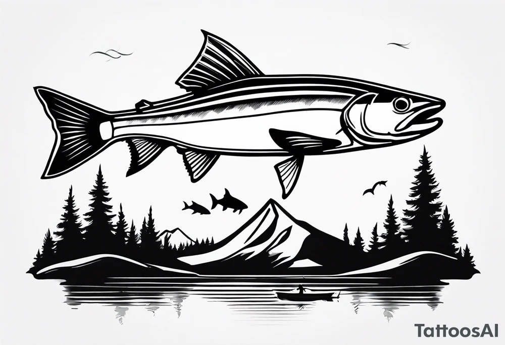 hunting and fishing tattoo idea