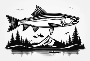 hunting and fishing tattoo idea