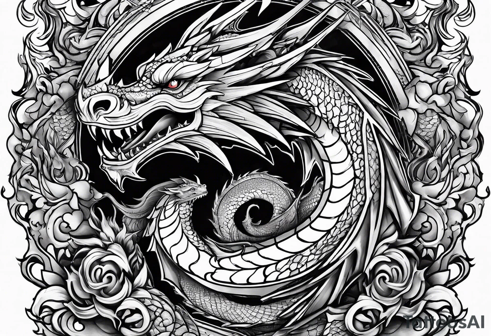 angelish 
roaring dragons tattoo idea