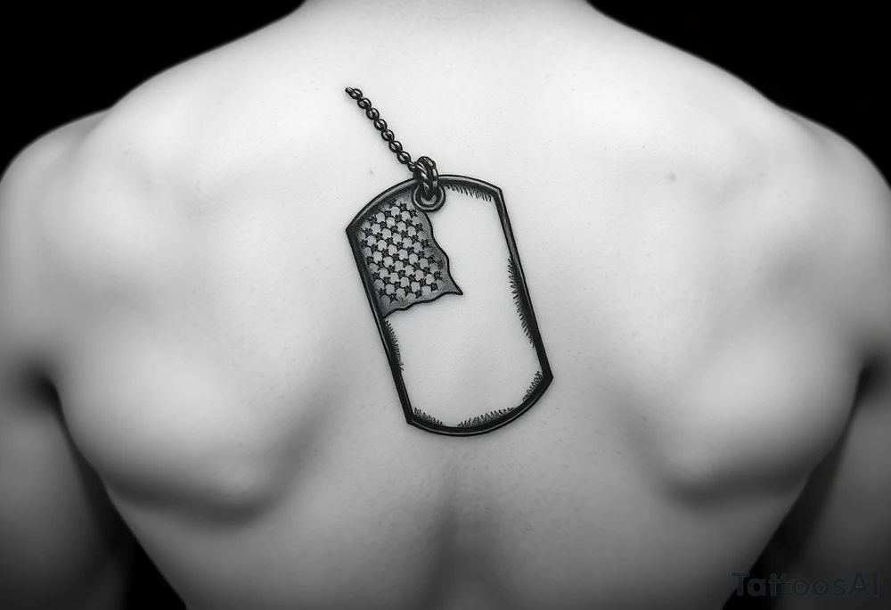 Navy Flag on a dog tag tattoo idea