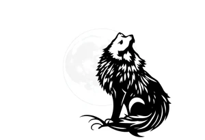 lone wolf howling at full moon tattoo idea