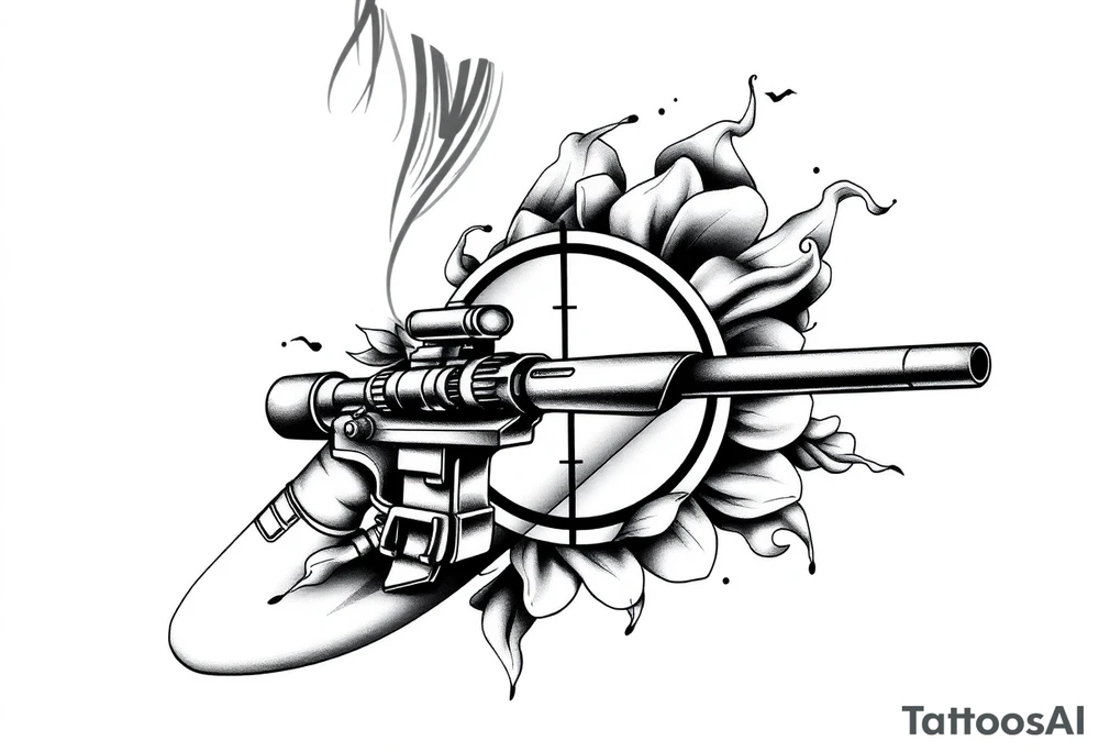 2d sniper crosshairs with smoke in background tattoo idea