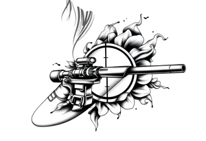 2d sniper crosshairs with smoke in background tattoo idea