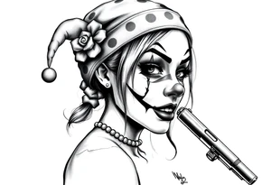 Payasa Clown Girl Gun Beanie tattoo idea