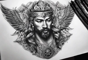 full chest piece one zues and shading light tattoo idea