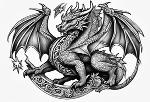 Welsh dragon holding a texas star tattoo idea