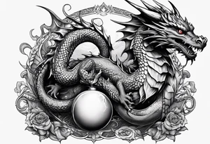 dragon holding orb tattoo idea