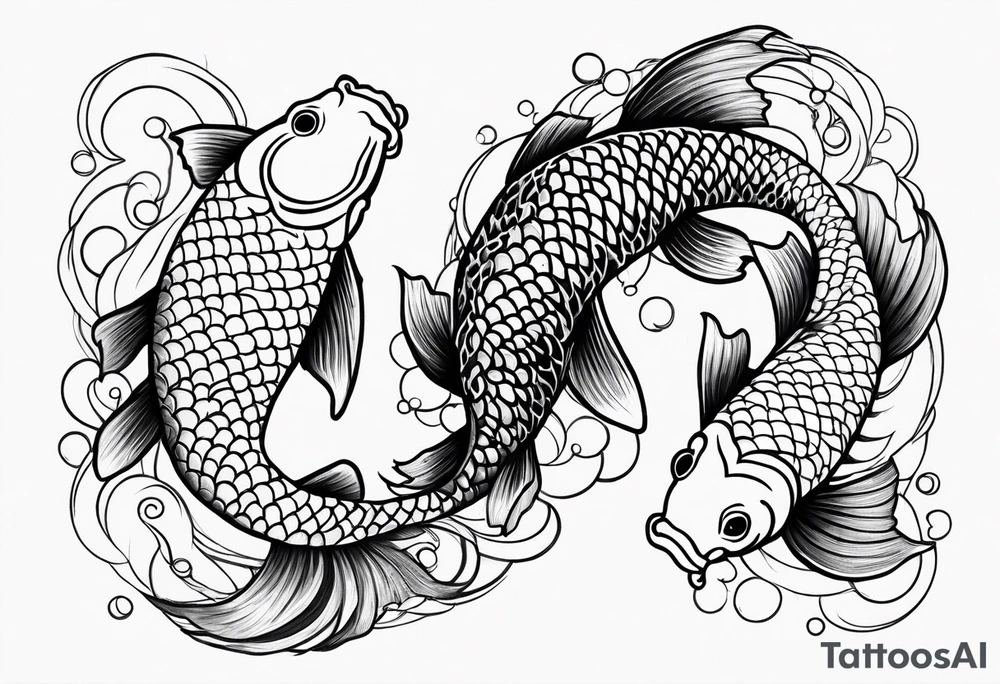 Three Koi fish swimming tattoo idea