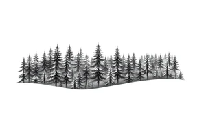 Coniferous forest forearm tattoo sleeve black and grey tattoo idea