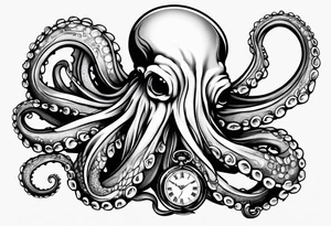 to be drawn in the arm, pocket watch wrapped under an aggressive octopus, lateral view tattoo idea