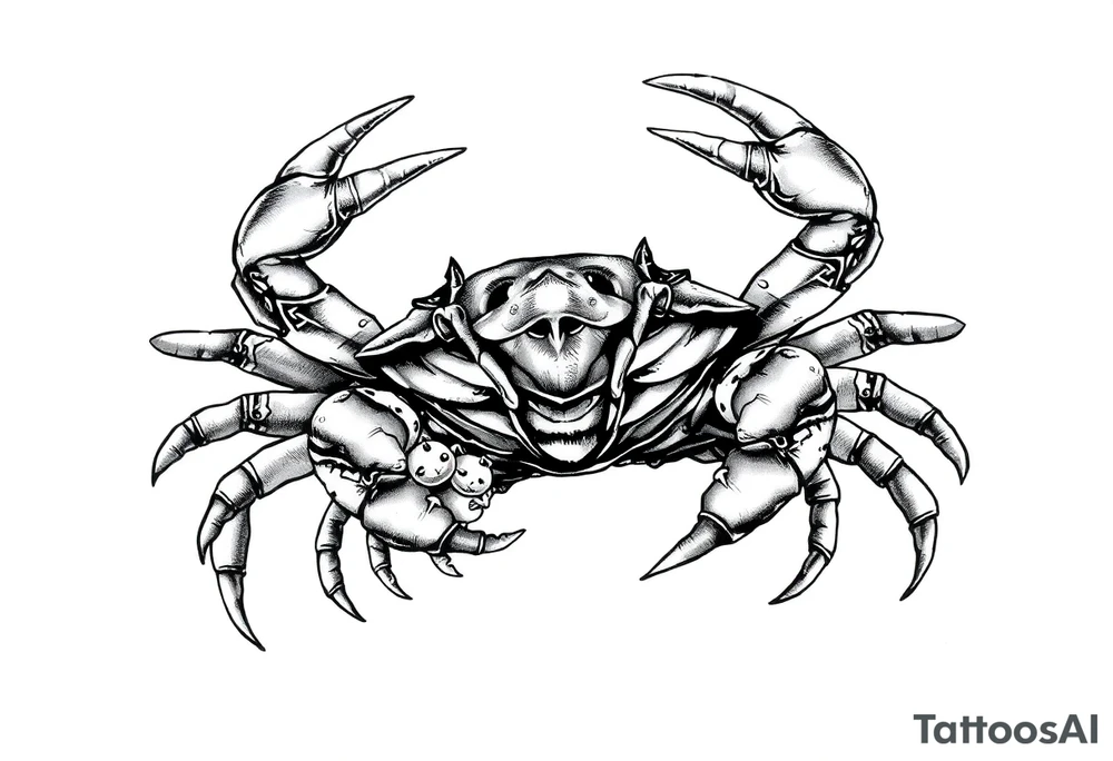A king crab with baby’s around tattoo idea