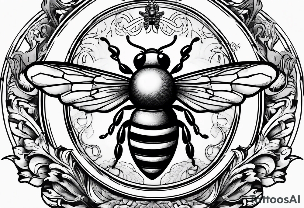 a bee inside of a emblem, like a family blazon
a bit classy and emblematic tattoo idea