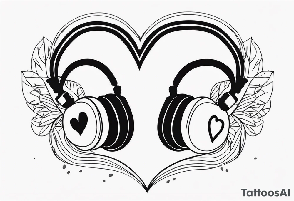 Headphones with L and R on a heart tattoo idea