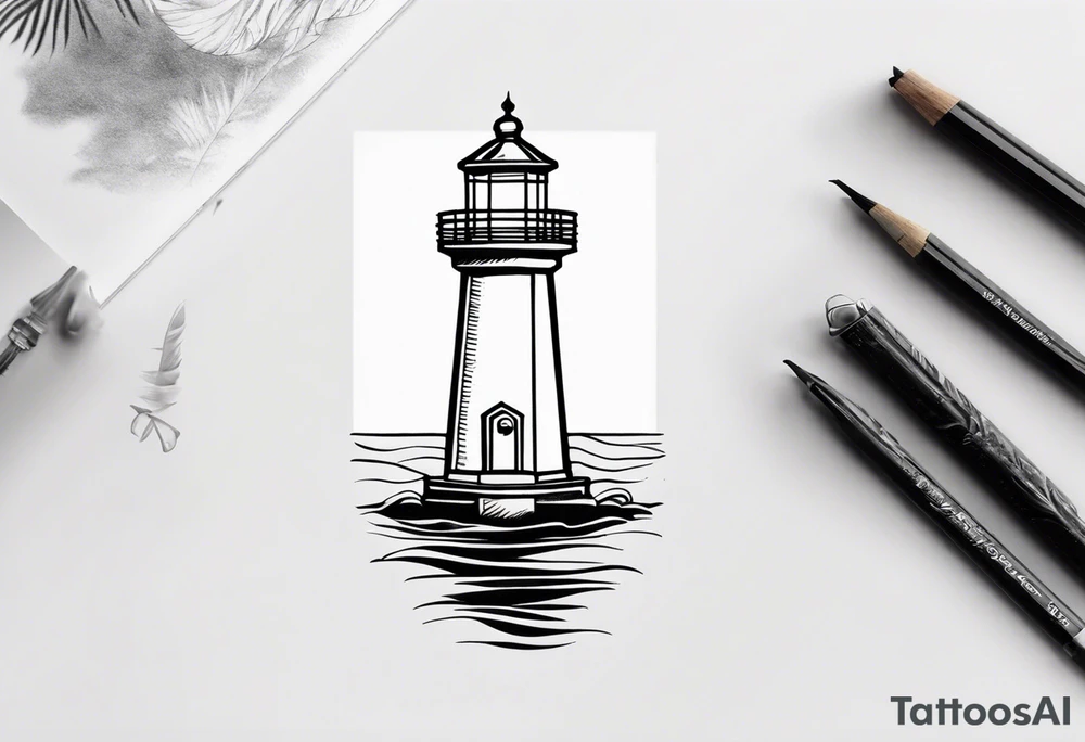 Farol no oceano minimalista tattoo idea