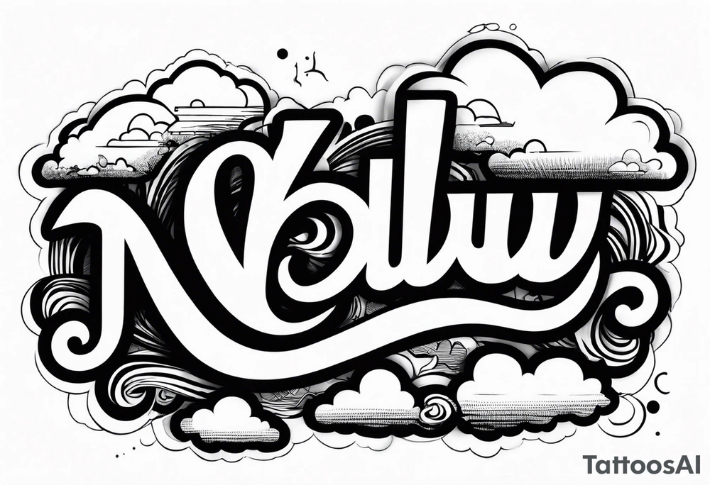The word NoLuv with clouds around it tattoo idea