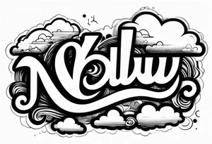 The word NoLuv with clouds around it tattoo idea