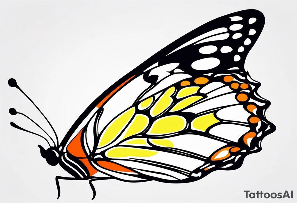 Butterfly: “A vibrant butterfly with colorful wings, resting on a flower, showcasing transformation and beauty.” tattoo idea