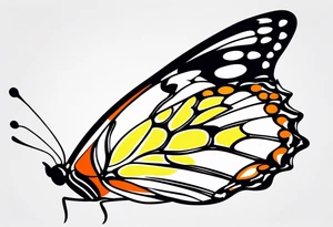 Butterfly: “A vibrant butterfly with colorful wings, resting on a flower, showcasing transformation and beauty.” tattoo idea