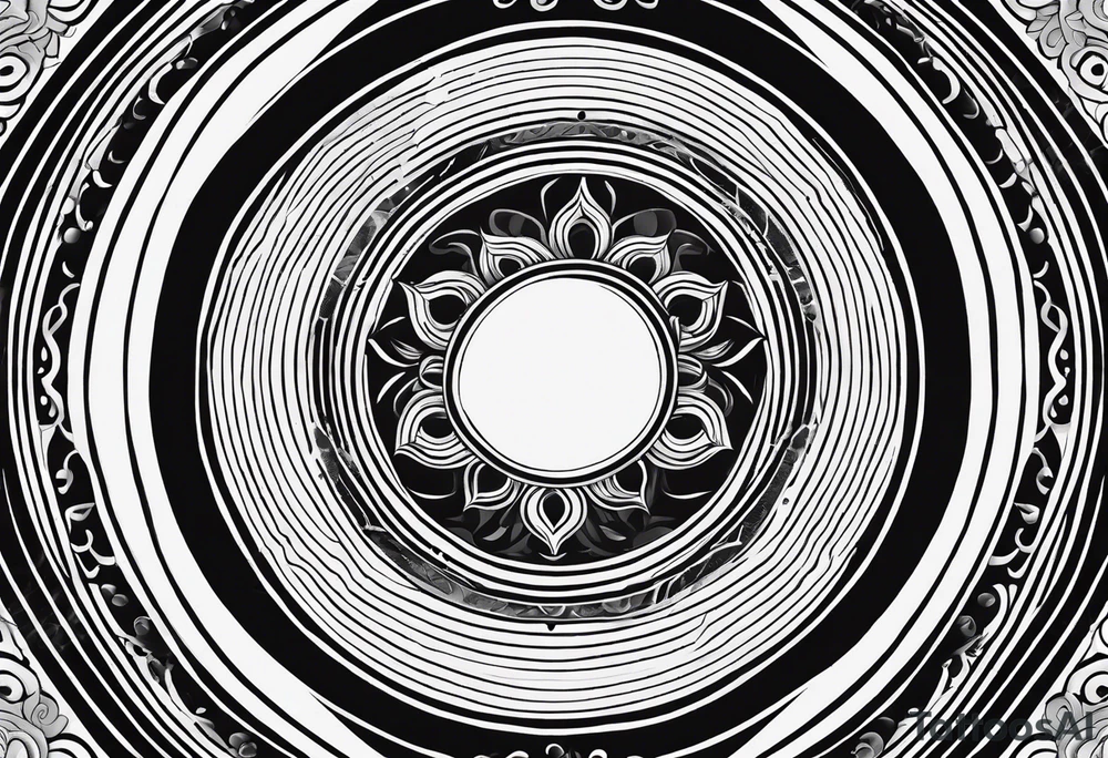 concentric black circles in japanese irezumi style tattoo idea