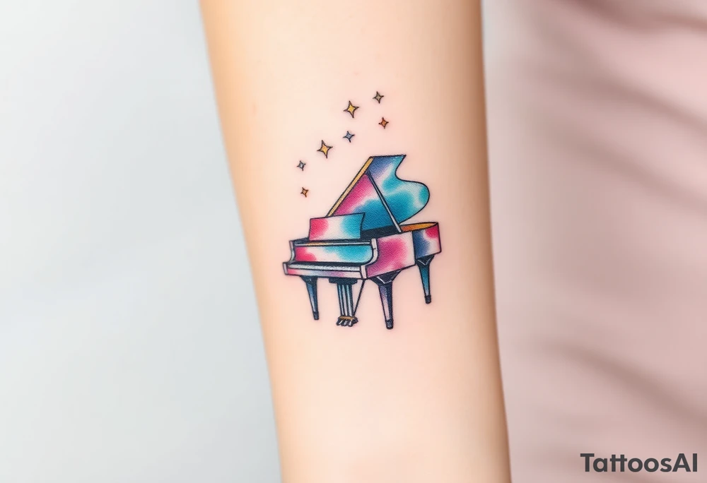 grand piano under stars tattoo idea