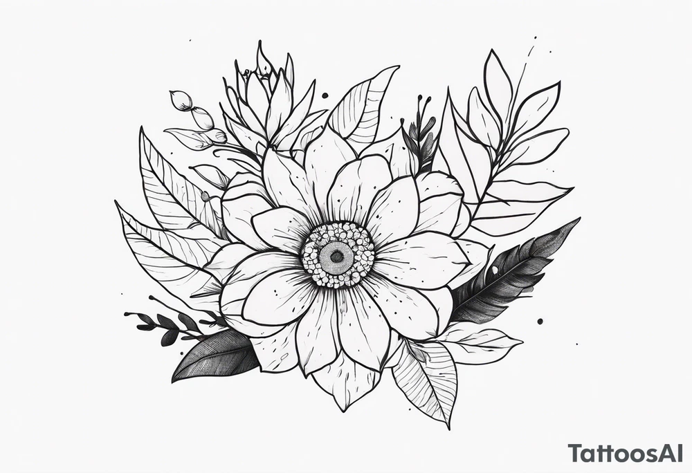 ursa major flowers leaves tattoo idea