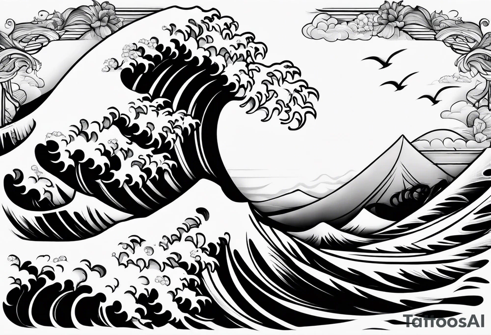waves background tattoo idea