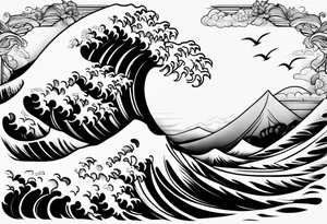 waves background tattoo idea