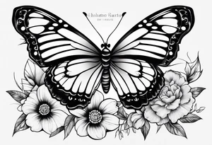 tiger, 3 butterflies, flowers for ladies thigh / hip tattoo idea