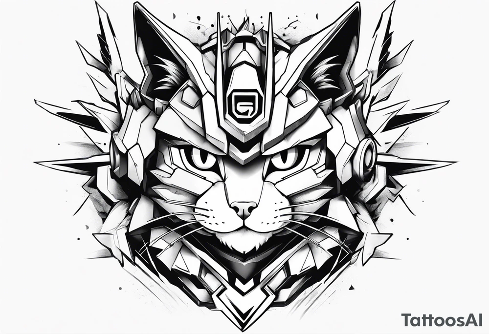 gundam cat wrist tattoo black and white minimalistic tattoo idea