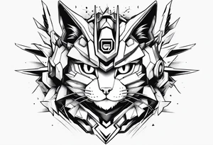 gundam cat wrist tattoo black and white minimalistic tattoo idea