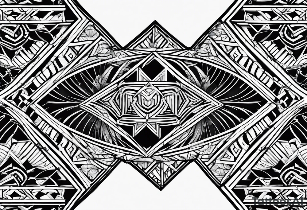 Geometric arm sleeve polynesian tattoo idea
