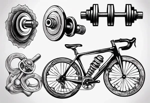 road bicycle and a mountain and a dumbbell tattoo idea