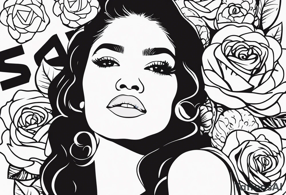 Zendaya with roses tattoo idea