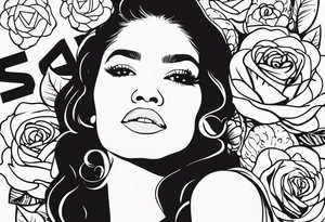 Zendaya with roses tattoo idea