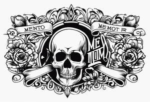 Memento mori written skull sleeve tattoo design tattoo idea