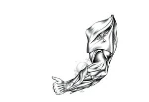 Full sleeve with pirate flag, sun rise, tattoo idea