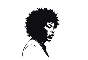 Jimi hendrix, afro, silhouette, looking straight tattoo idea