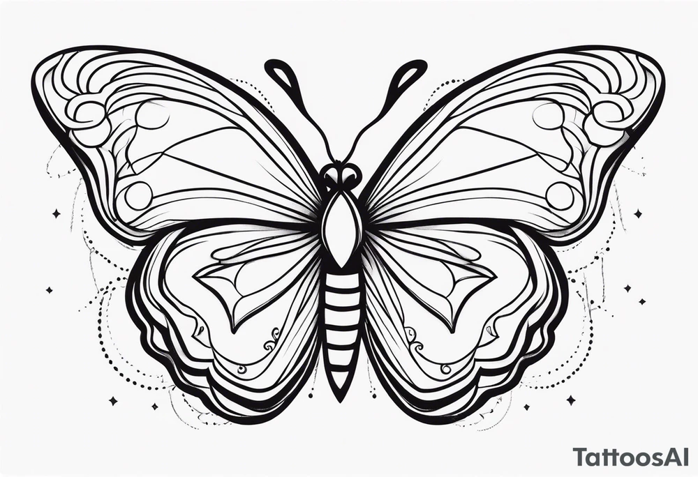 Borboleta coração com chama tattoo idea
