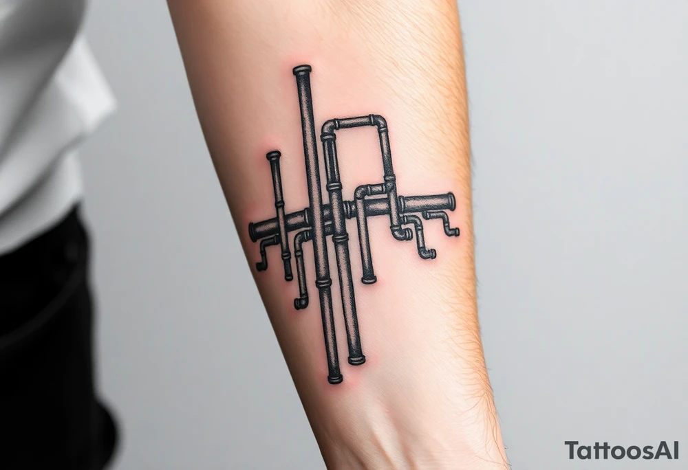 vertical System of thin pipes that transitions outwards of sides and end into thick, widespread 
veins of forearm tattoo idea