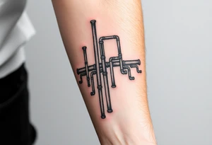 vertical System of thin pipes that transitions outwards of sides and end into thick, widespread 
veins of forearm tattoo idea