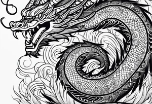 vietnamese patterns, black and white, full back, include a dragon tattoo idea