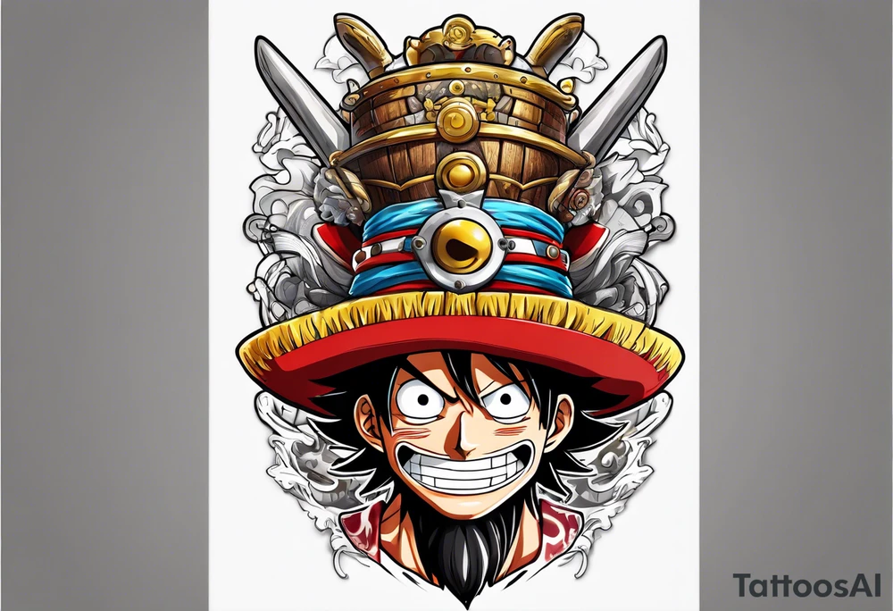 Luffy half normal half gear 5 tattoo idea