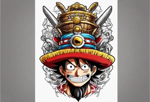 Luffy half normal half gear 5 tattoo idea