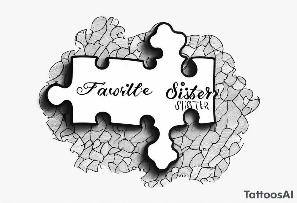 delicate puzzle piece with only one puzzle piece and incorporates the handwritten words "to my favorite sister" tattoo idea
