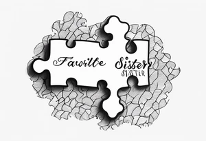 delicate puzzle piece with only one puzzle piece and incorporates the handwritten words "to my favorite sister" tattoo idea