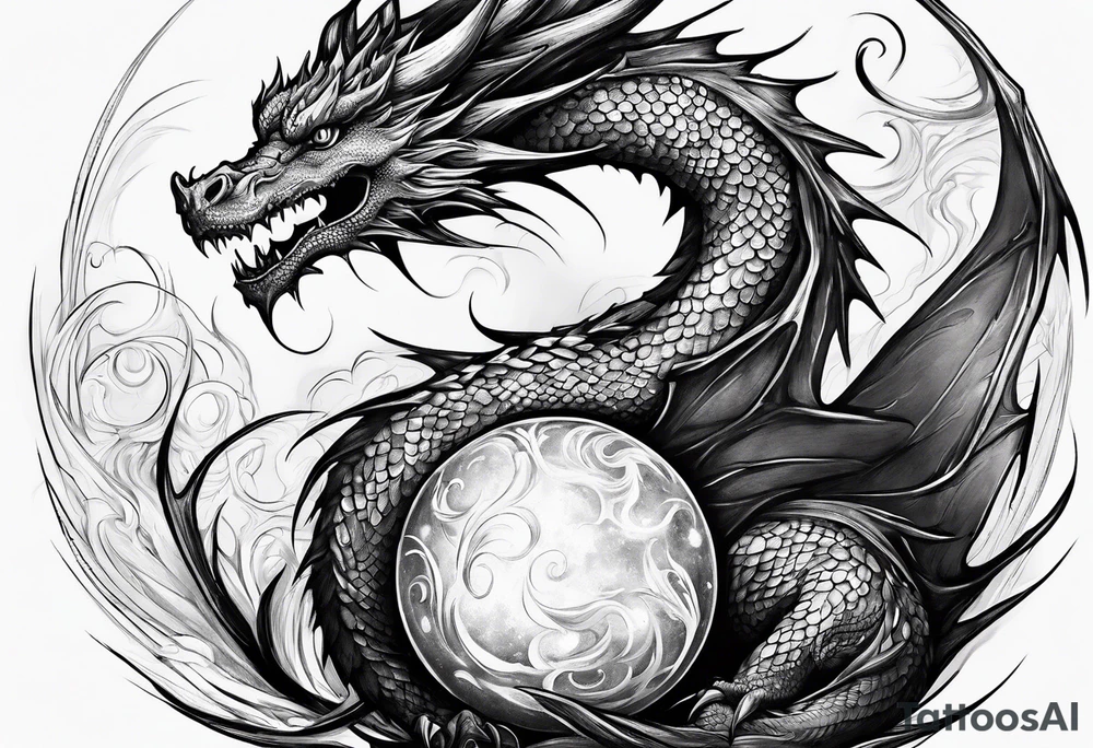 dragon holding orb tattoo idea