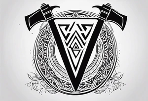 Valhalla stairs sword shield axe Valknut tattoo idea